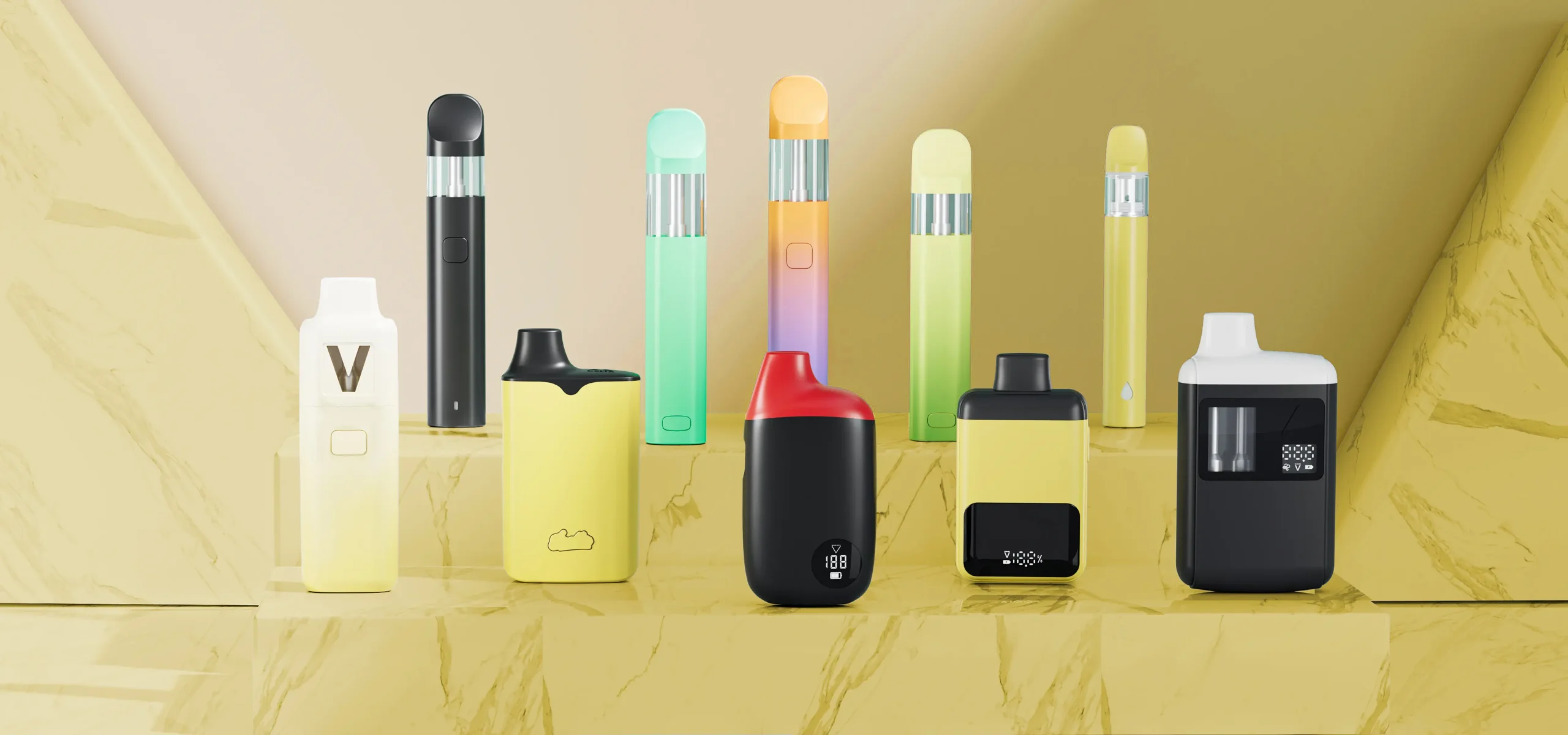 Rechargeable cannabis vape battery paired with a 510-thread cartridge, illustrating reusable vape hardware design